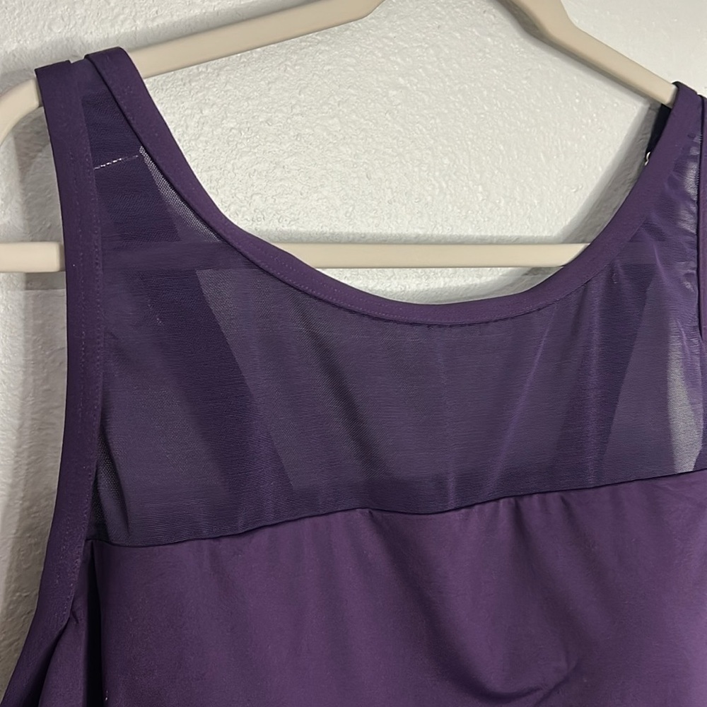 Lands End Women's Smoothing Control High Neck Tankini Swimsuit Top Purple 20W - Picture 2 of 10